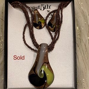 East 5th Necklace with earring Charm Set